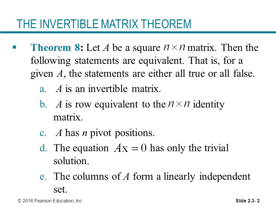 CHARACTERIZATIONS OF INVERTIBLE MATRICES ppt video online download